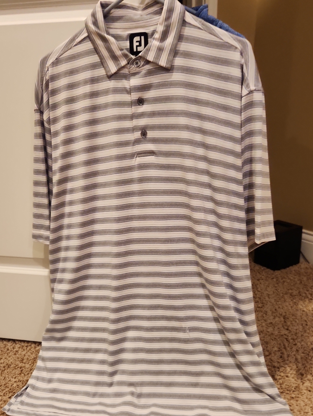 FootJoy Men’s White and Gray Striped Polo Shirt